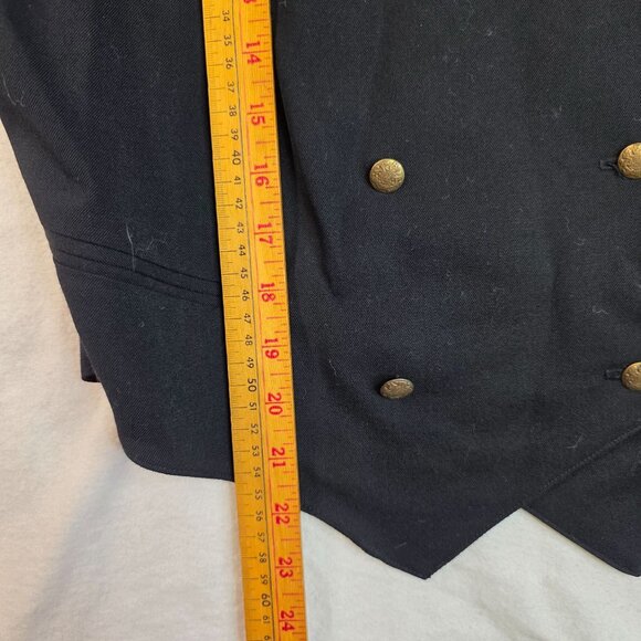 Womens Wool Gabardine Double-Breast Vest 14 Black by Pine Place Deadstock USA - Picture 9 of 9